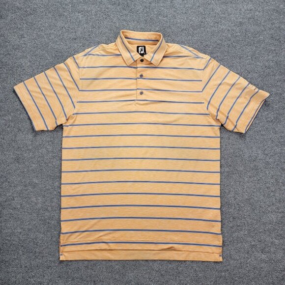 Footjoy Polo Shirt Mens Large Orange Striped Golf Performance North‎ Gate Logo - Picture 1 of 9